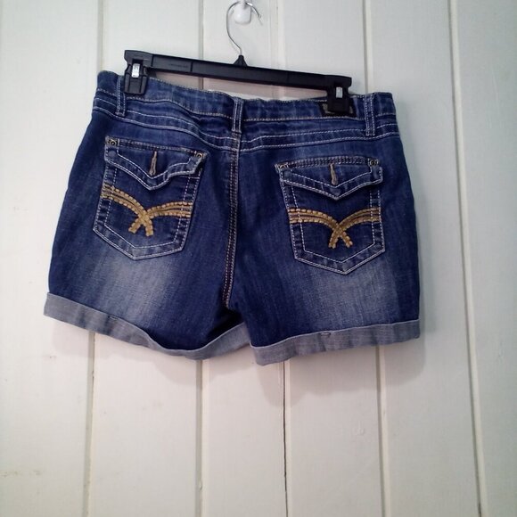 Earl James Shorts Women 8 Denim Roll Hem Button Pocket Blue - Picture 9 of 15